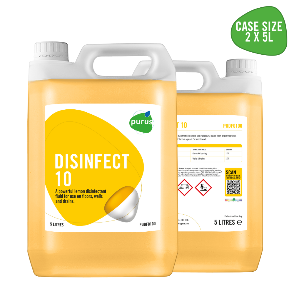 Purus Disinfect 10 - Lemon Disinfectant 2 x 5 Ltr