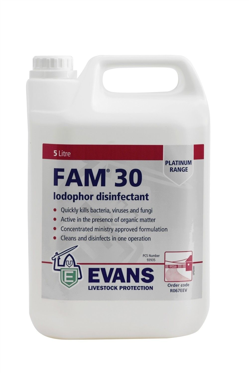 Evans Fam 30 - Iodophor Disinfectant 5 Ltr