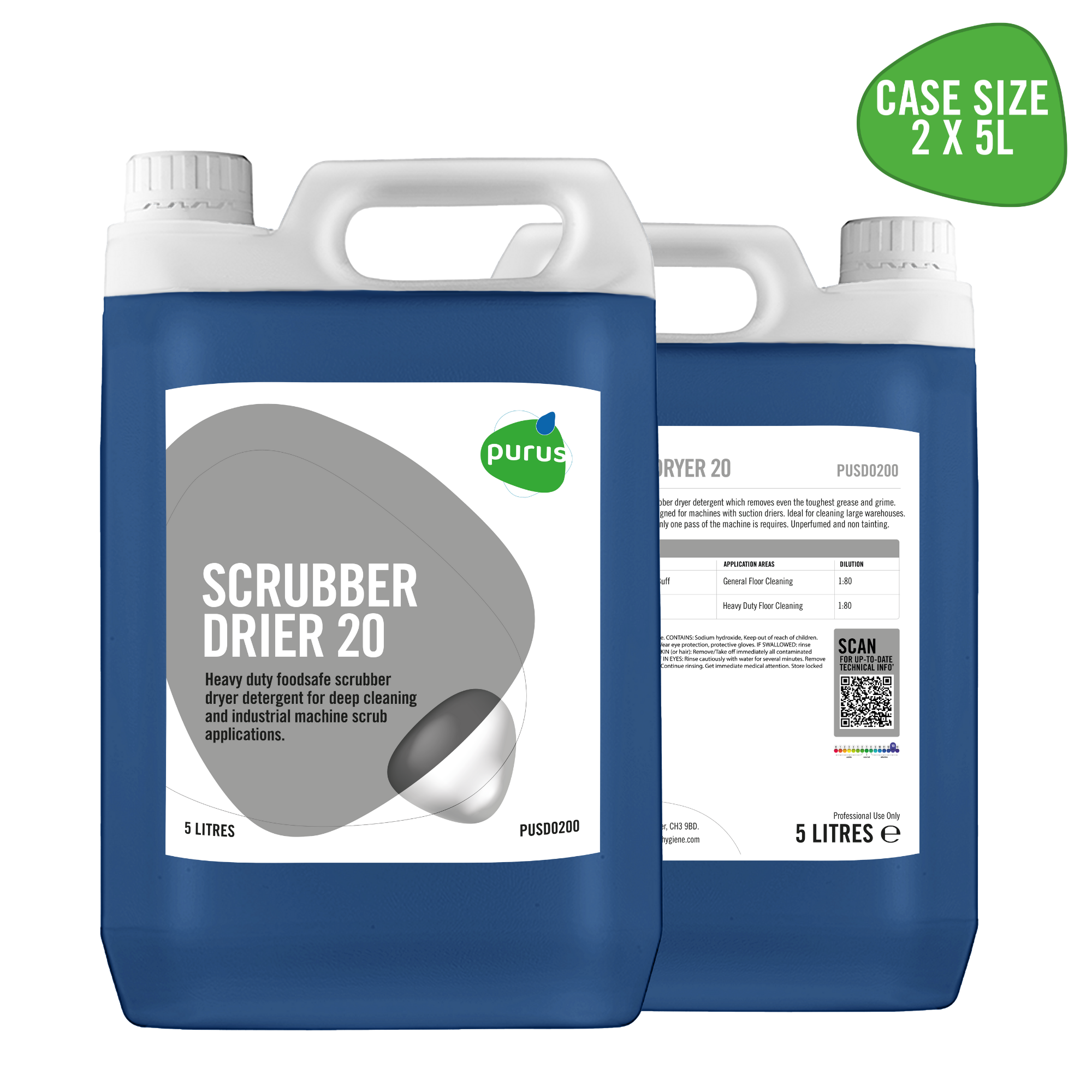 Purus Heavy Duty Scrubber Drier Detergent 20 | 2 x 5 Ltr