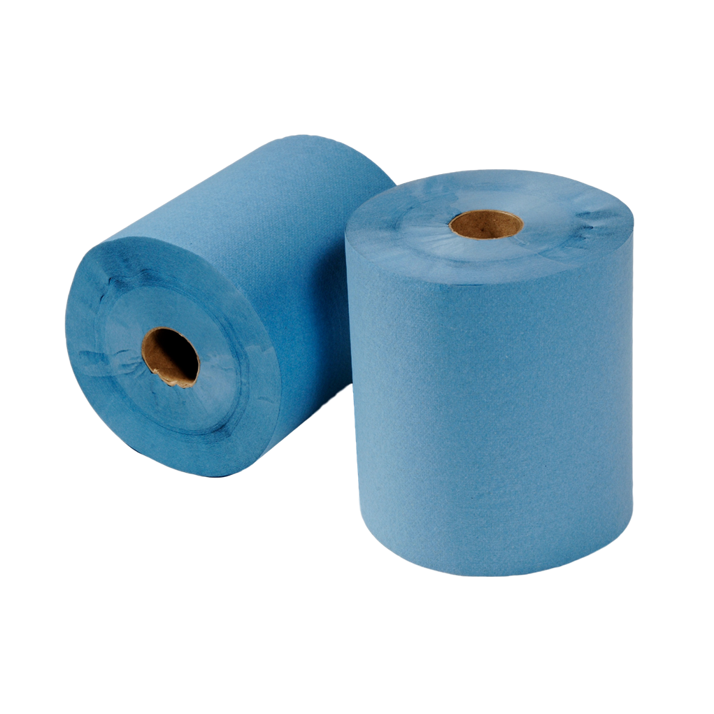 2 Ply Blue Embossed Centre Feed Rolls - 150m