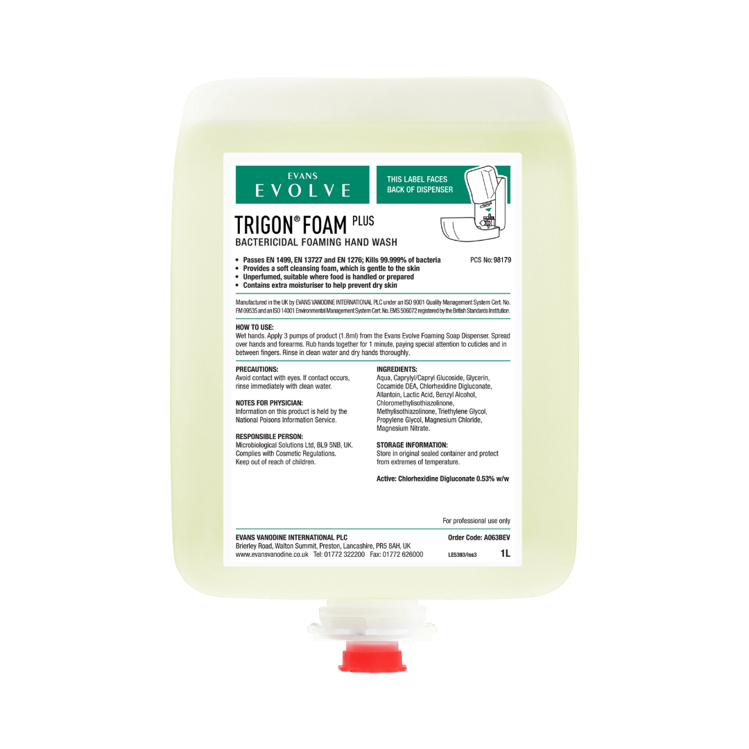 Evans Trigon Foam Plus - Foaming Hand Wash 1 Ltr 