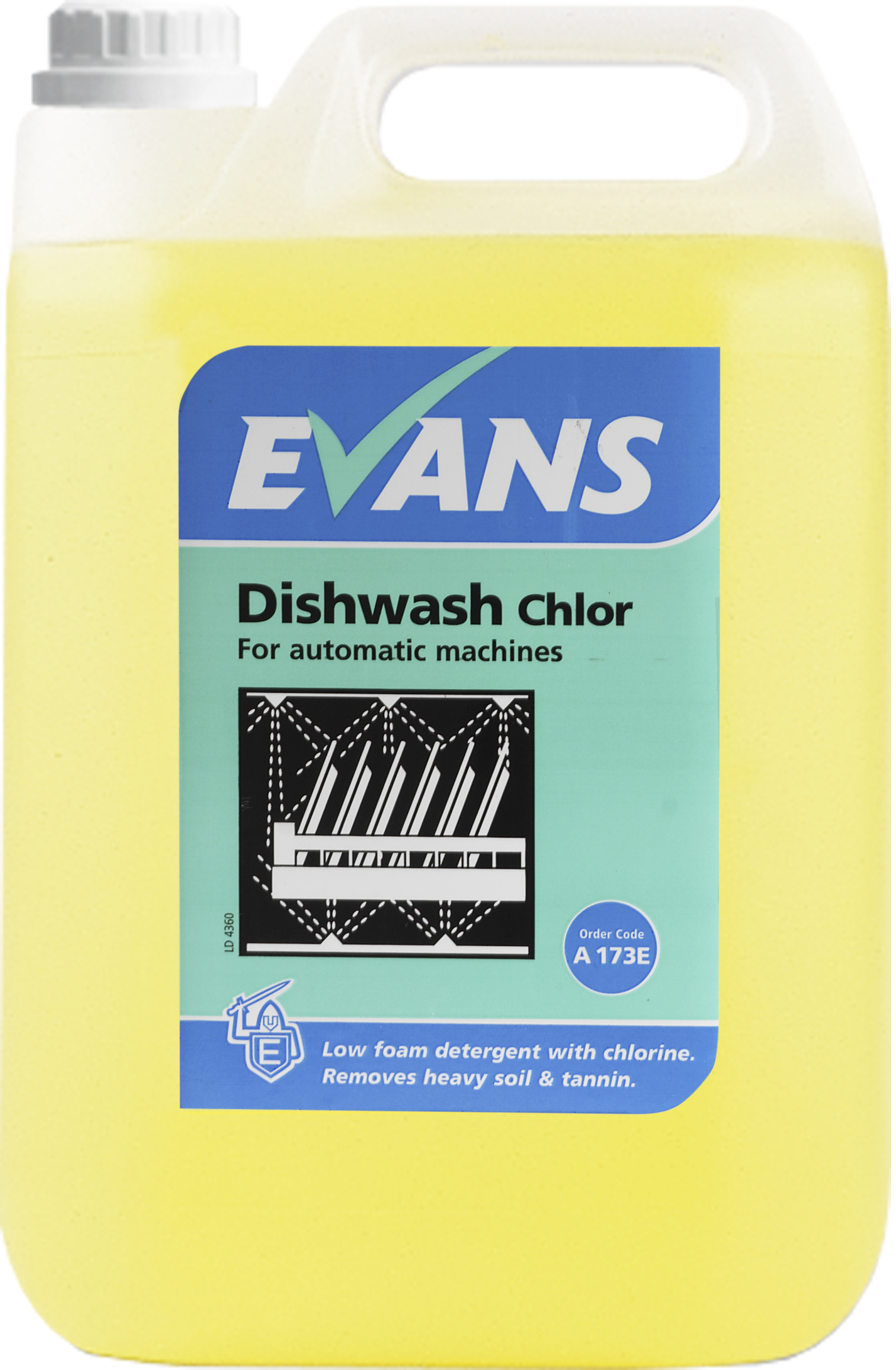 Evans Dishwash Chlor - Chlorinated Detergent 5 Ltr