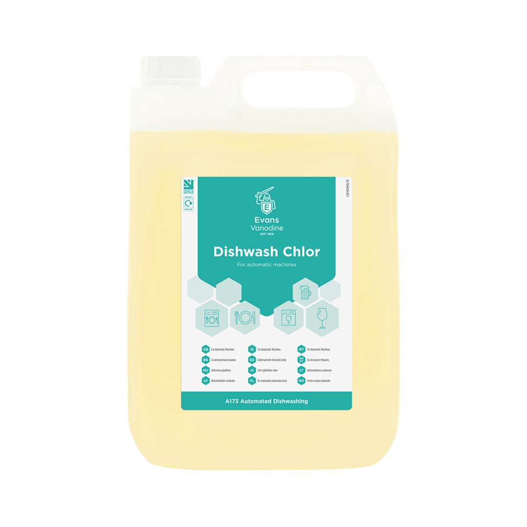 Evans Dishwash Chlor - Chlorinated Detergent 5 Ltr