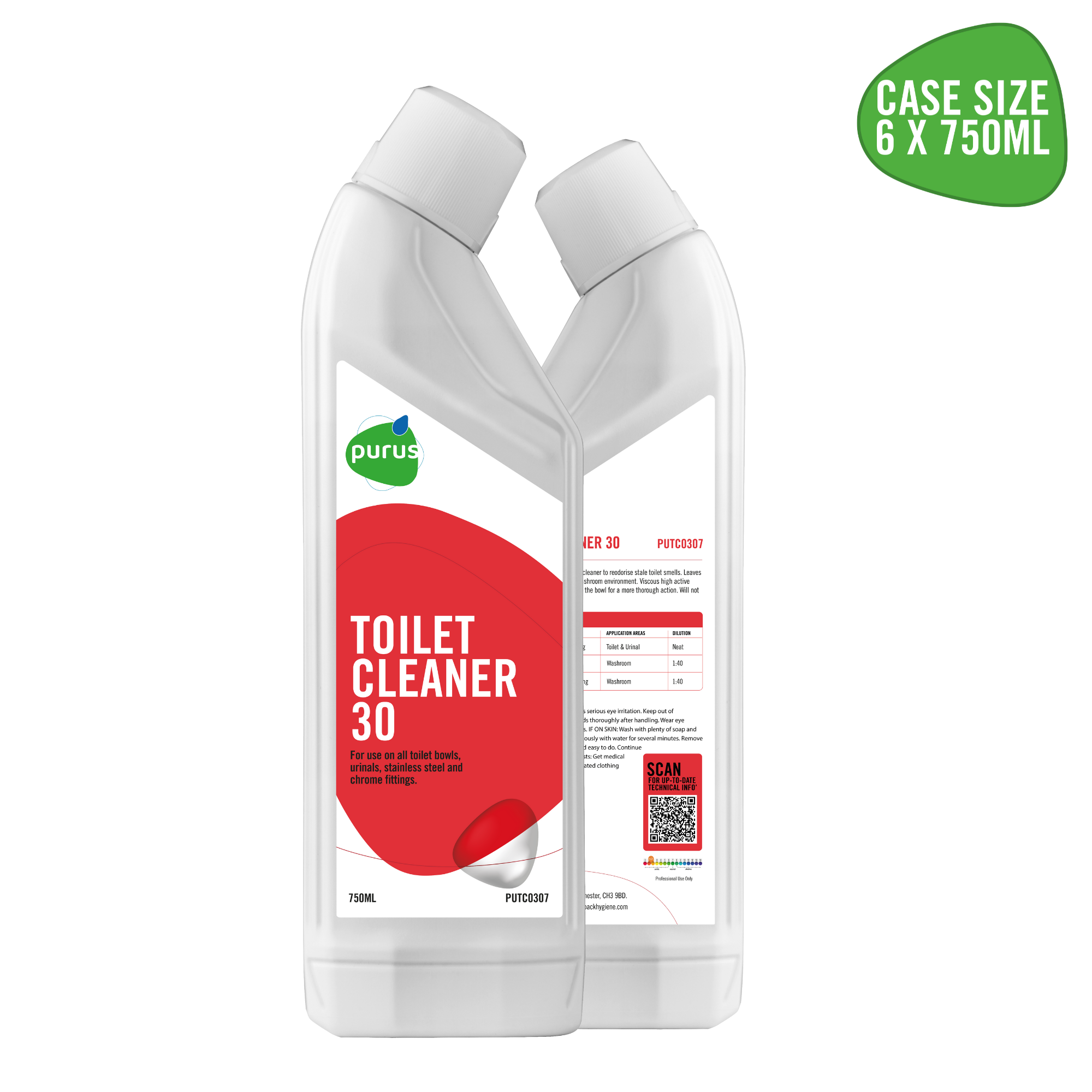 Purus Toilet Cleaner 30 | Perfumed Toilet Cleaner & Descaler  -  1 Ltr - Single Bottle