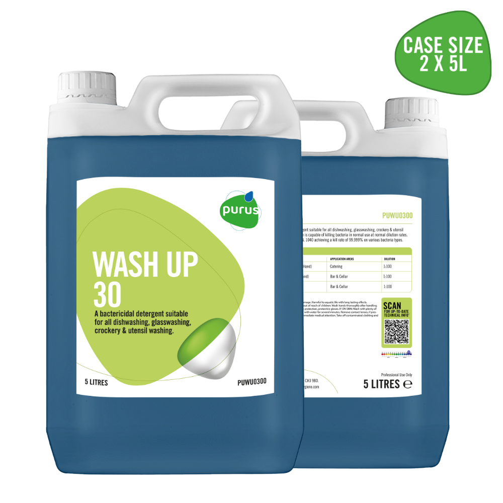 Purus Bactericidal Wash Up Detergent 30 | 2 x 5 Ltr