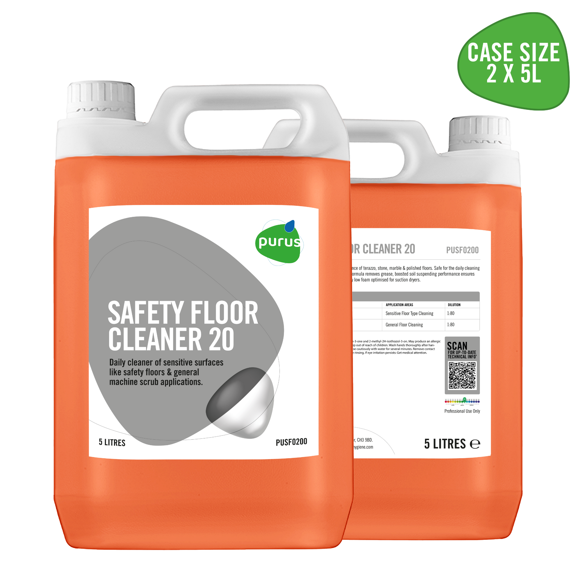 Purus Foodsafe Safety Floor Cleaner 20 | 2 x 5 Ltr