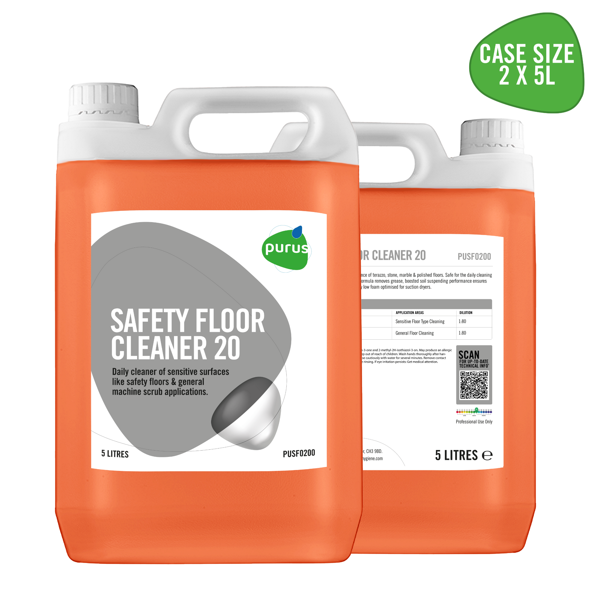 Purus Safety Floor Cleaner 20 | 2 x 5 Ltr