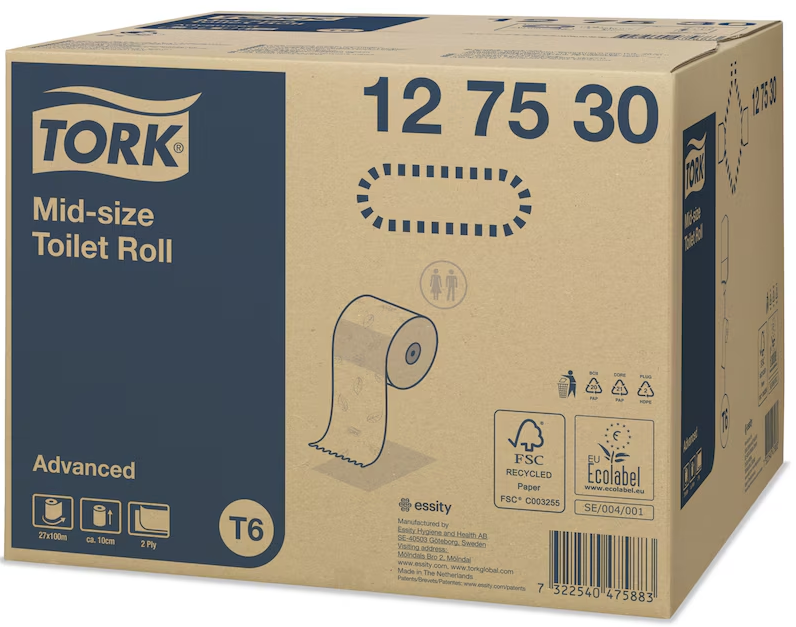 Tork T6 Mid Size Toilet Rolls - 127530 - PK27