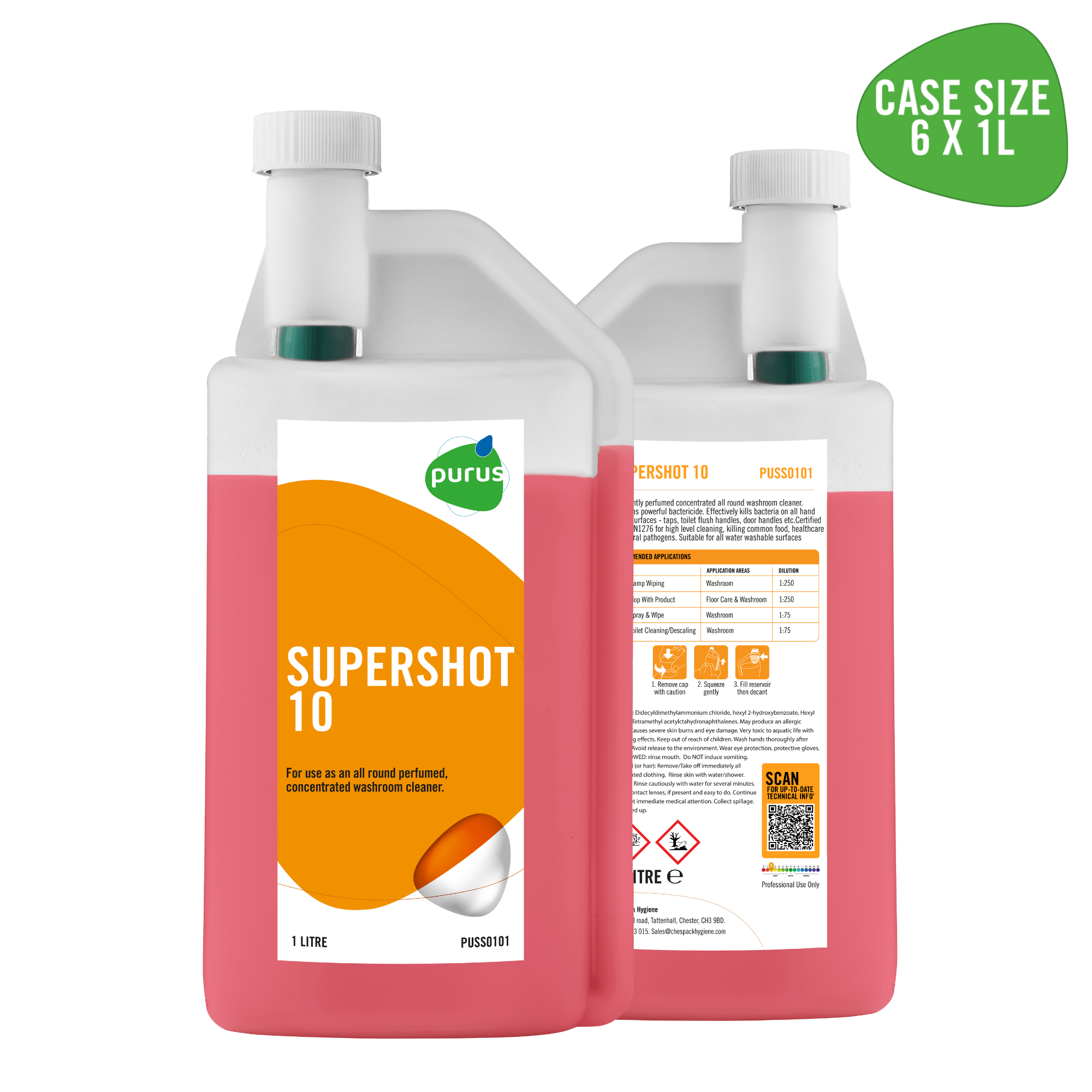 Purus Concentrates | Supershot 10 - Washroom Cleaner - 6 x 1 Ltr