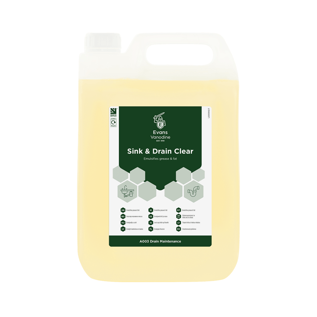 Evans Sink & Drain Clear - Grease & Fat Emulsifier 5 Ltr