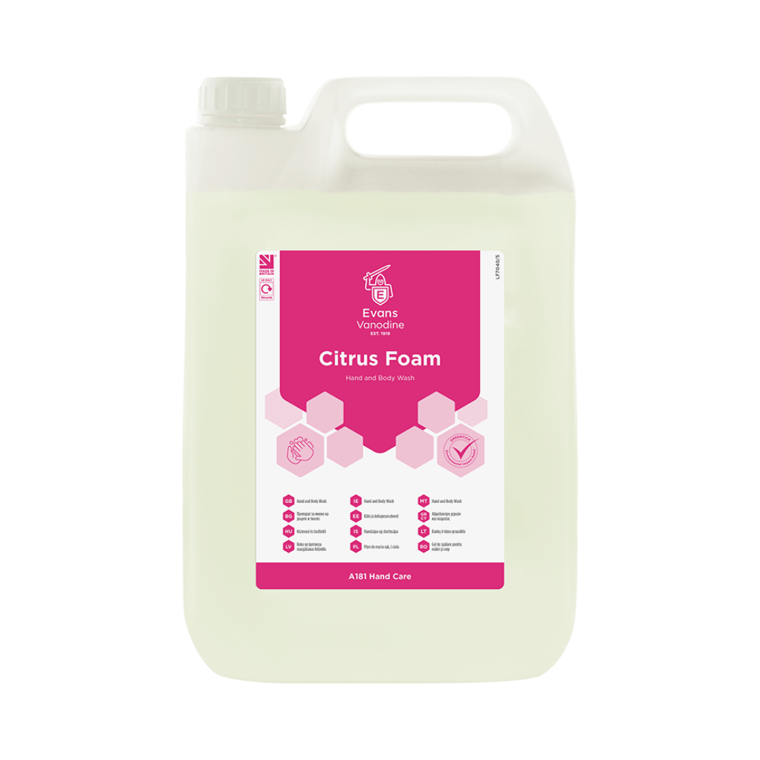 Evans Citrus Foam For Hand & Body Wash 5 Ltr