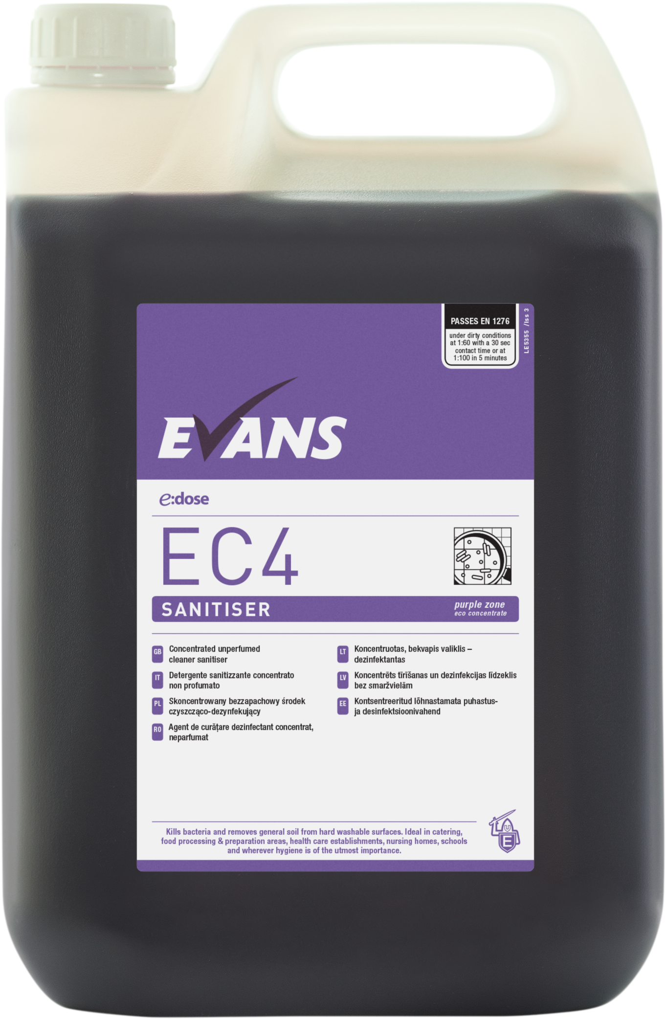 Evans Eco Concentrate - EC4 Sanitiser 5 Ltr