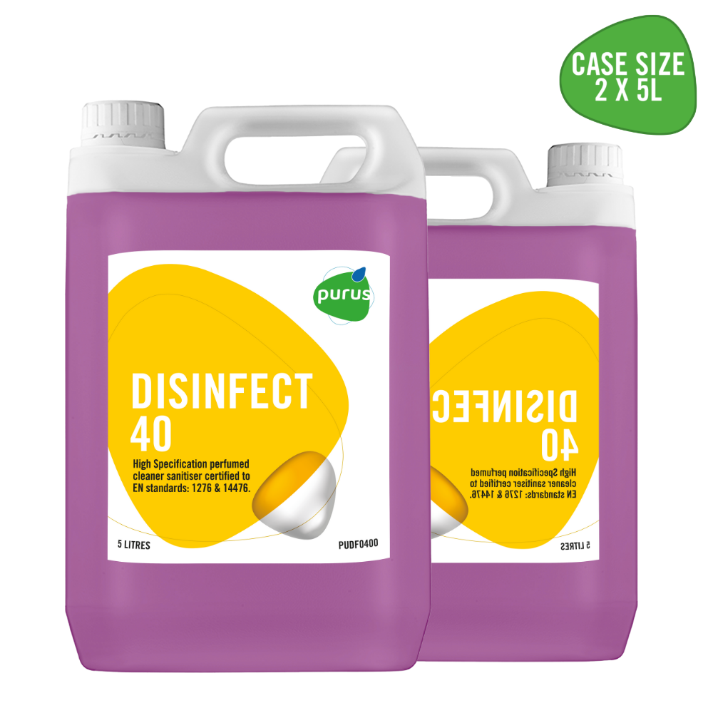 Purus Disinfect 40 | Perfumed Bactericidal & Virucidal Cleaner | 2 x 5 Ltr