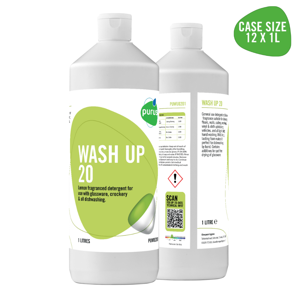 Purus Lemon Wash Up Detergent 20 | 12 x 1 Ltr