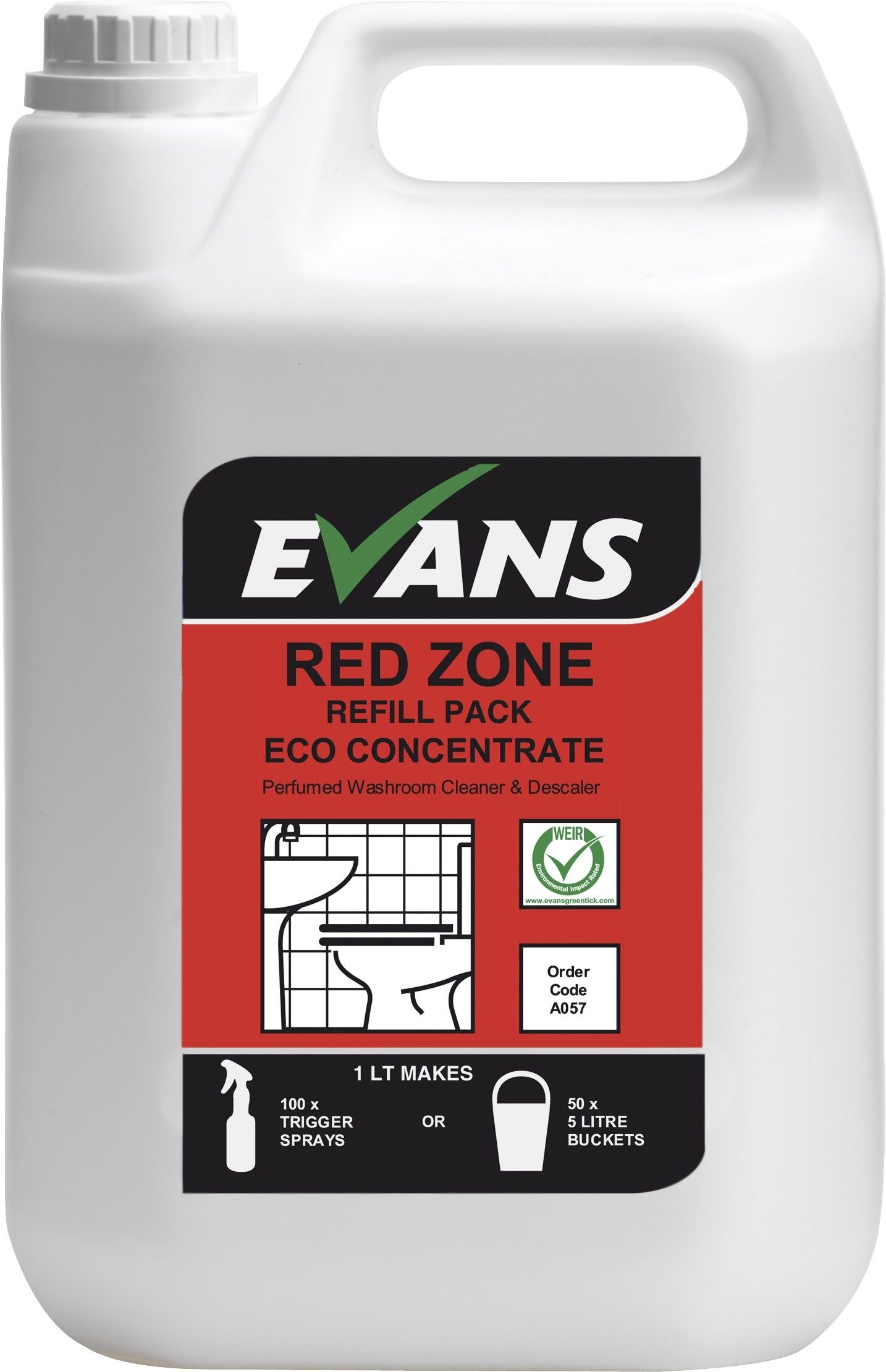 Evans Eco Concentrate - EC9 Washroom Red Zone 5 Ltr