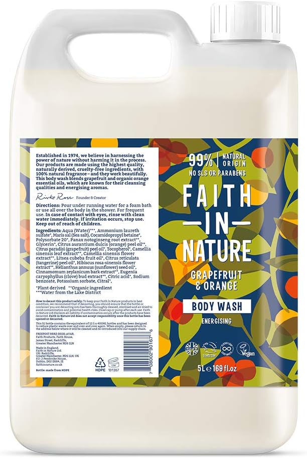 Faith In Nature - Natural Grapefruit & Orange - Body Wash - 5Ltr