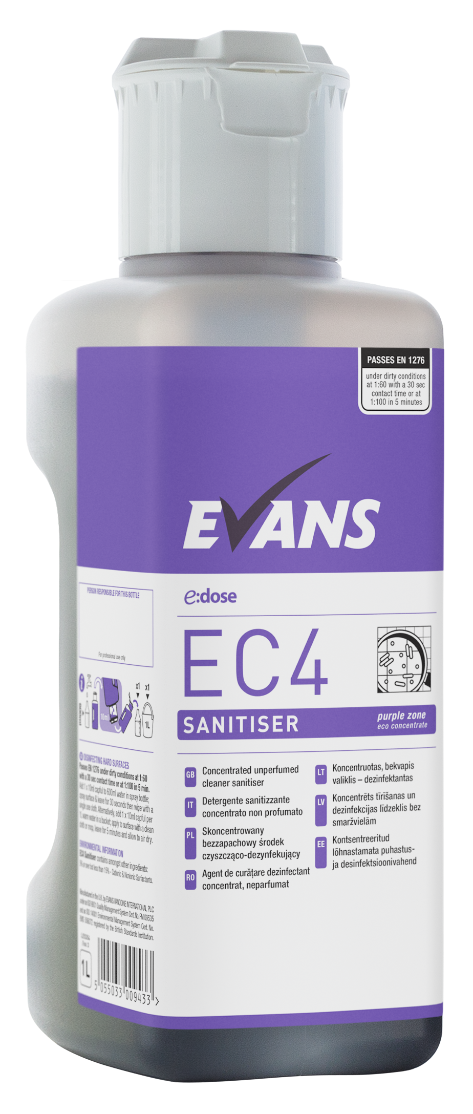 Evans Eco Concentrate - EC4 Sanitiser 1 Ltr 