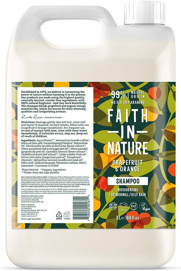 Faith In Nature - Natural Grapefruit & Orange - Shampoo - 5Ltr