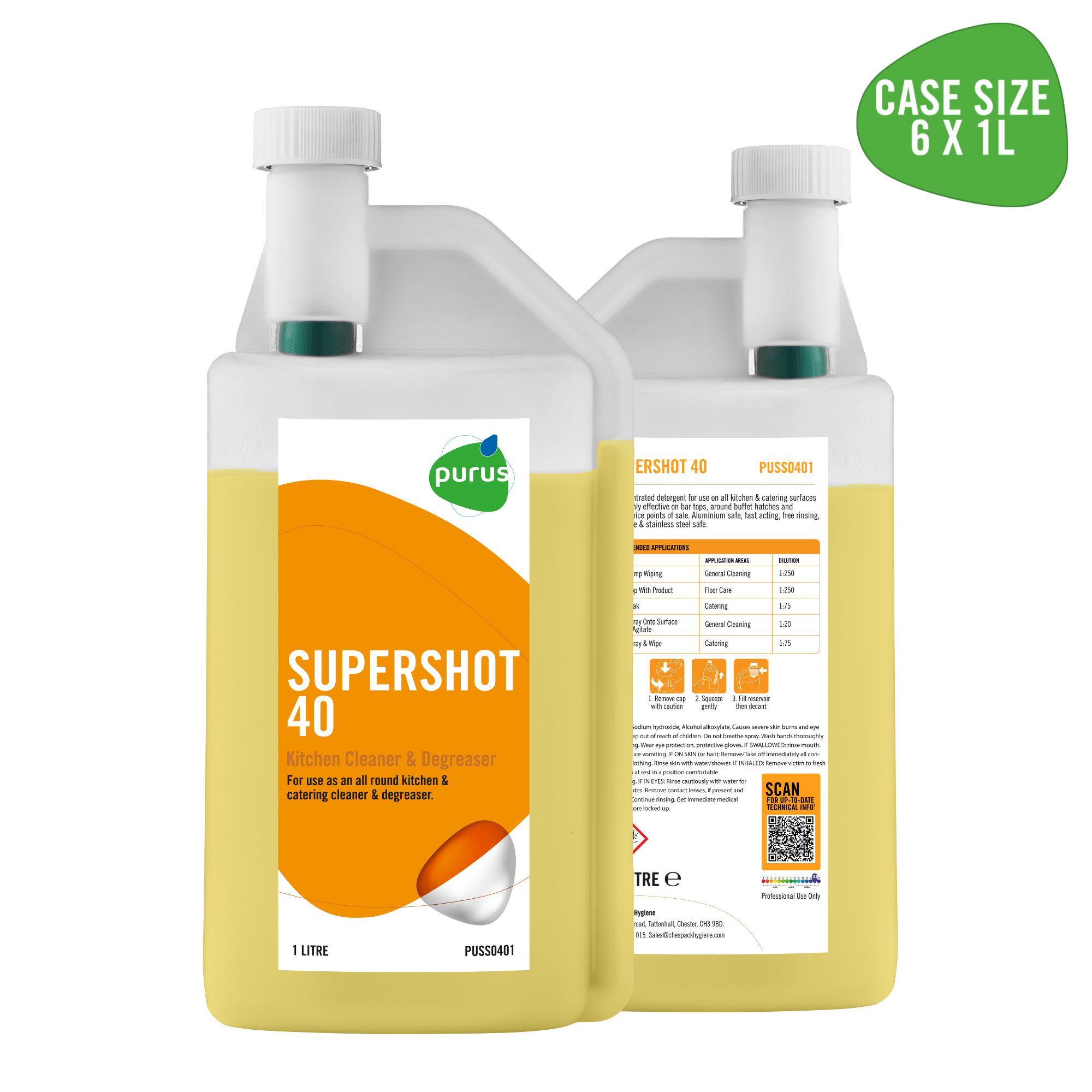 Purus Concentrates | Supershot 40 - Kitchen Cleaner & Degreaser - 6 x 1 Ltr