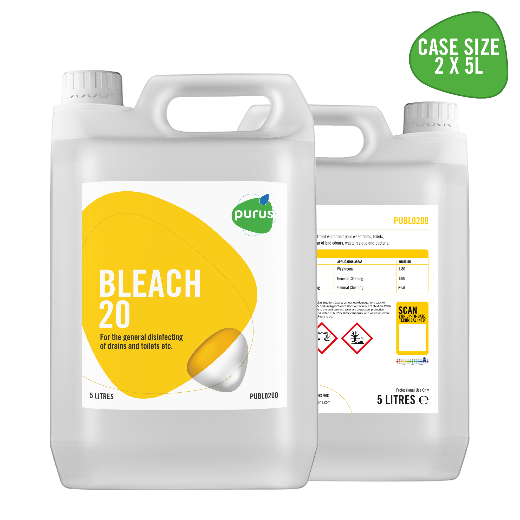 Purus Bleach 20 - Extra Thick Bleach 2 x 5 Ltr