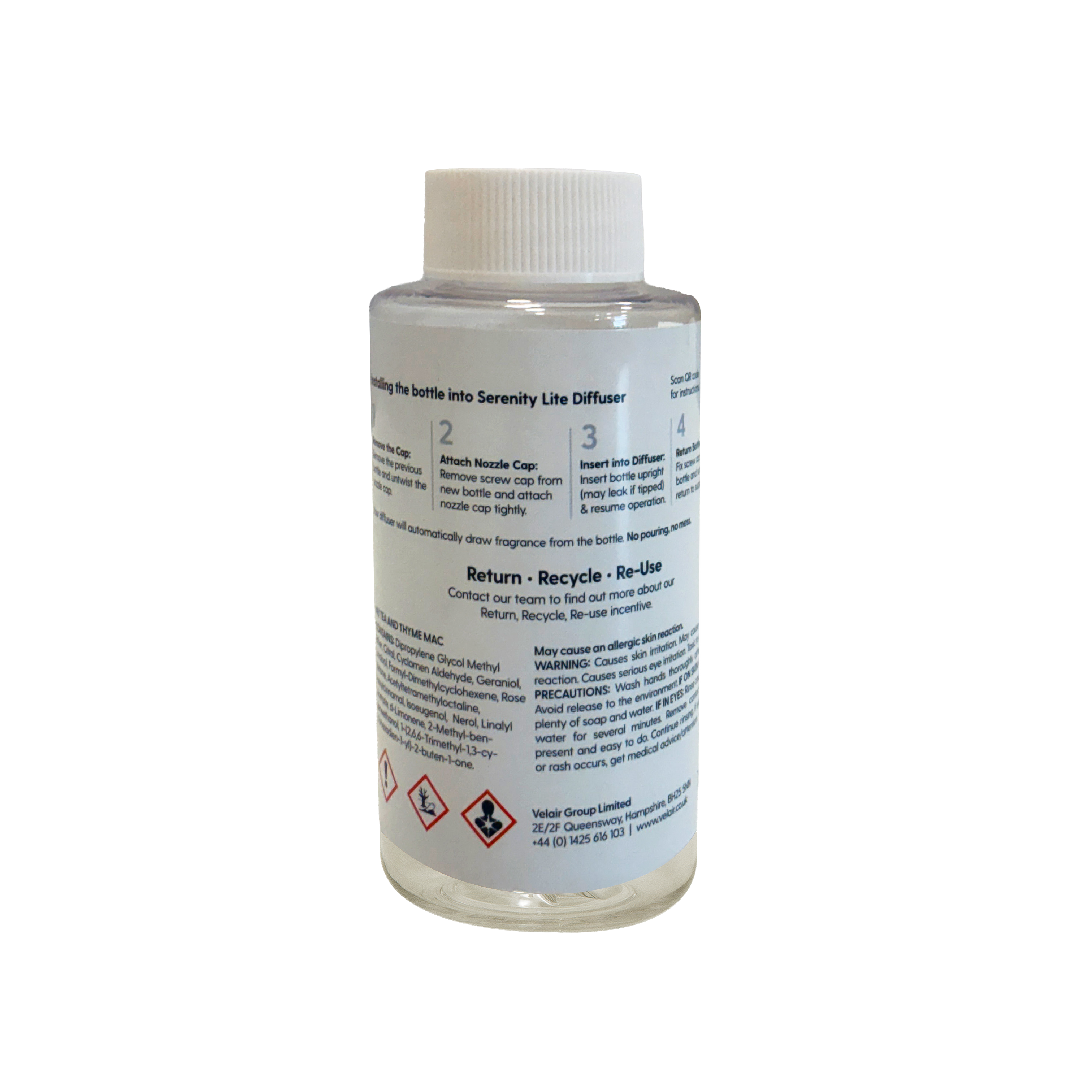 Velair Diffuser - Serenity Lite  - Fragrance - White Tea & Thyme - 6x150ML