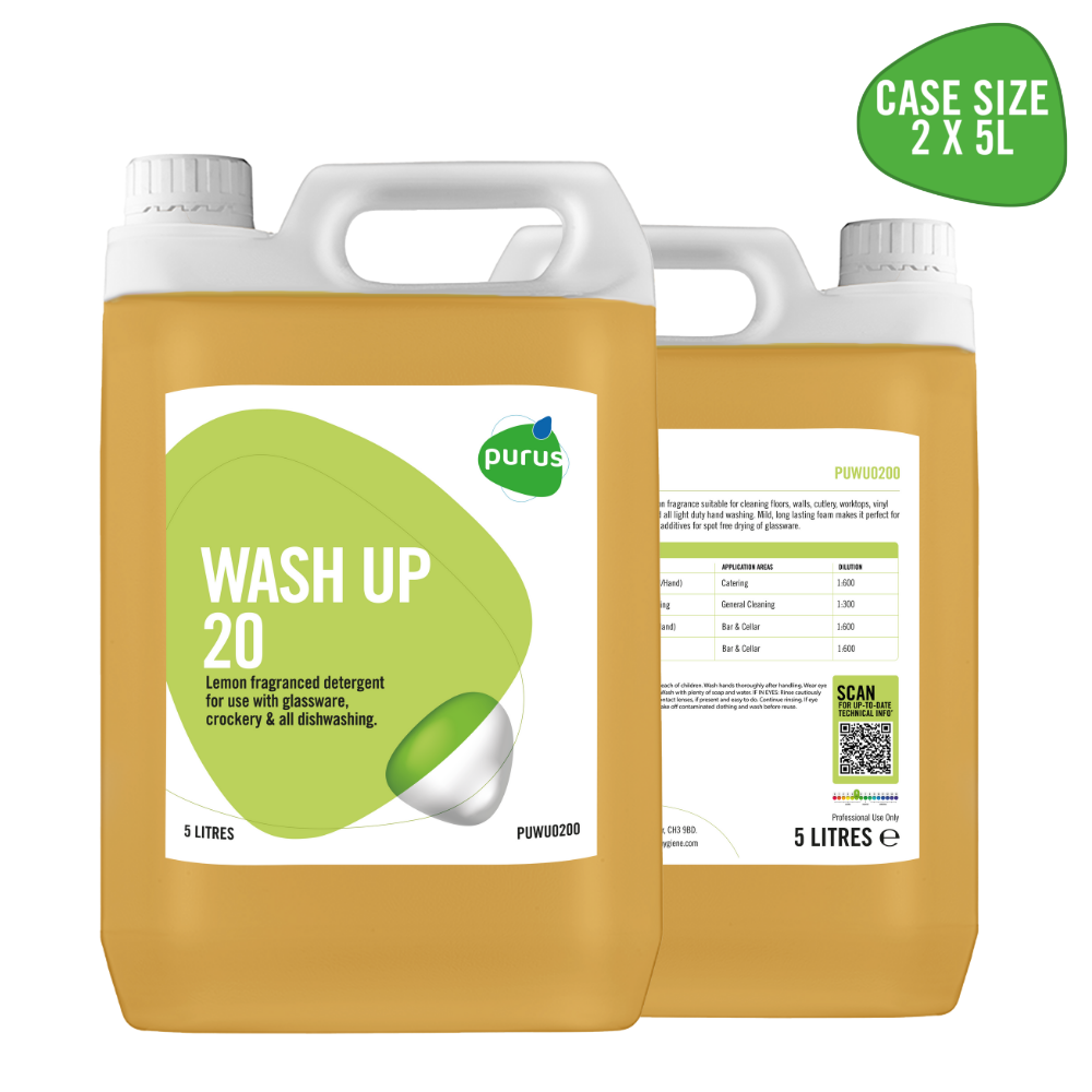 Purus Lemon Wash Up Detergent 20 | 2 x 5 Ltr