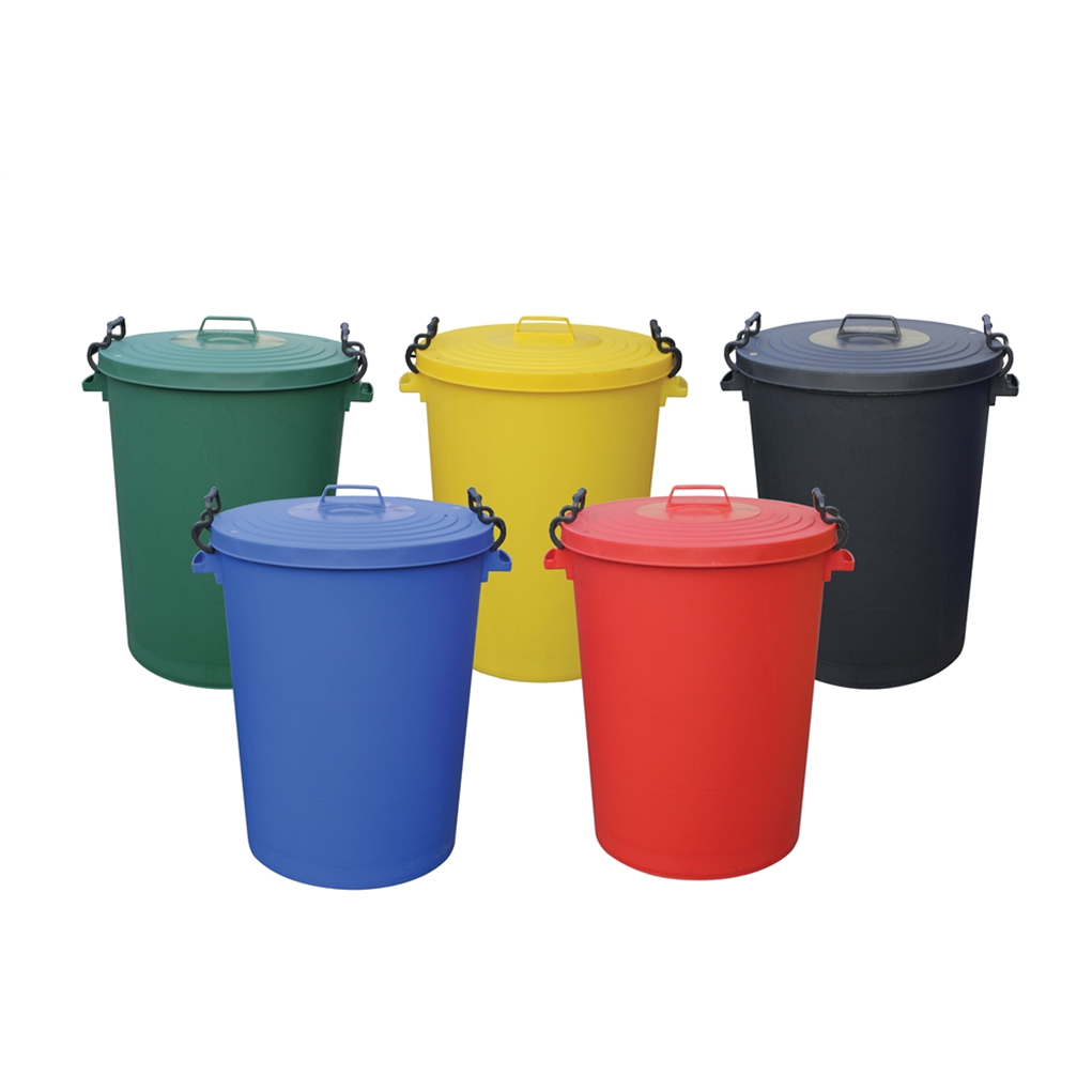 110 Ltr Plastic Dustbin With Lid Colour Coded