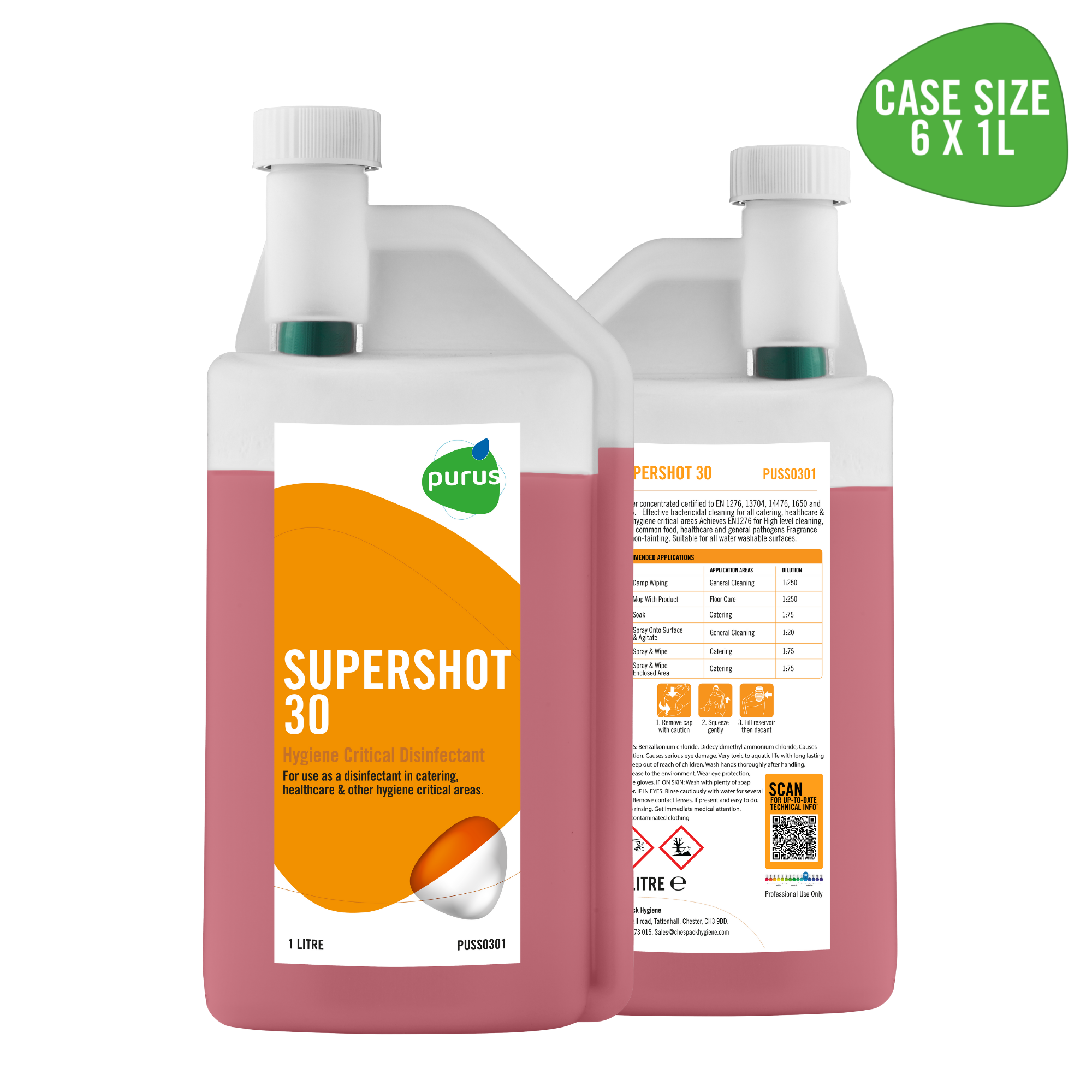 Purus Concentrates | Supershot 30 - Hygiene Critical Bactericidal Cleaner - 6 x 1 Ltr