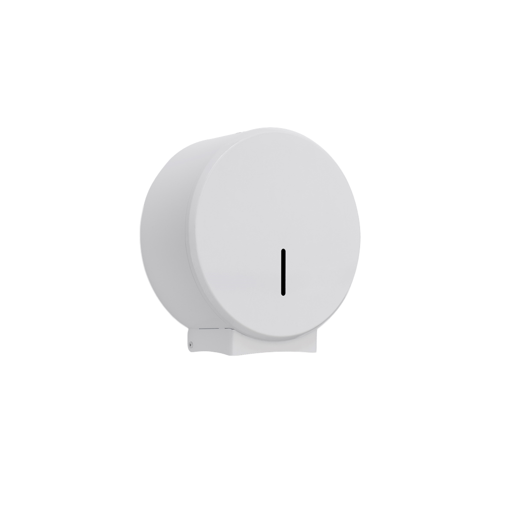 Mini Jumbo Toilet Roll Dispenser - White Metal